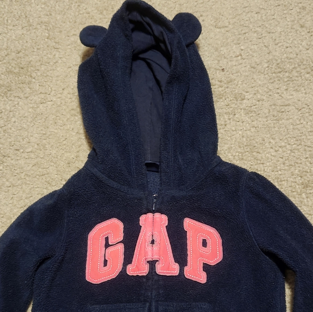 Baby Gap Toddler Hoodie with bear ears - Navy/Pink size 4